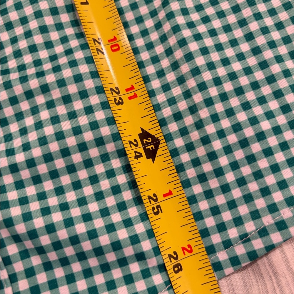 Collars & Co Green Gingham Dress Collar Polo Shirt Small Stretch EUC - Picture 5 of 7